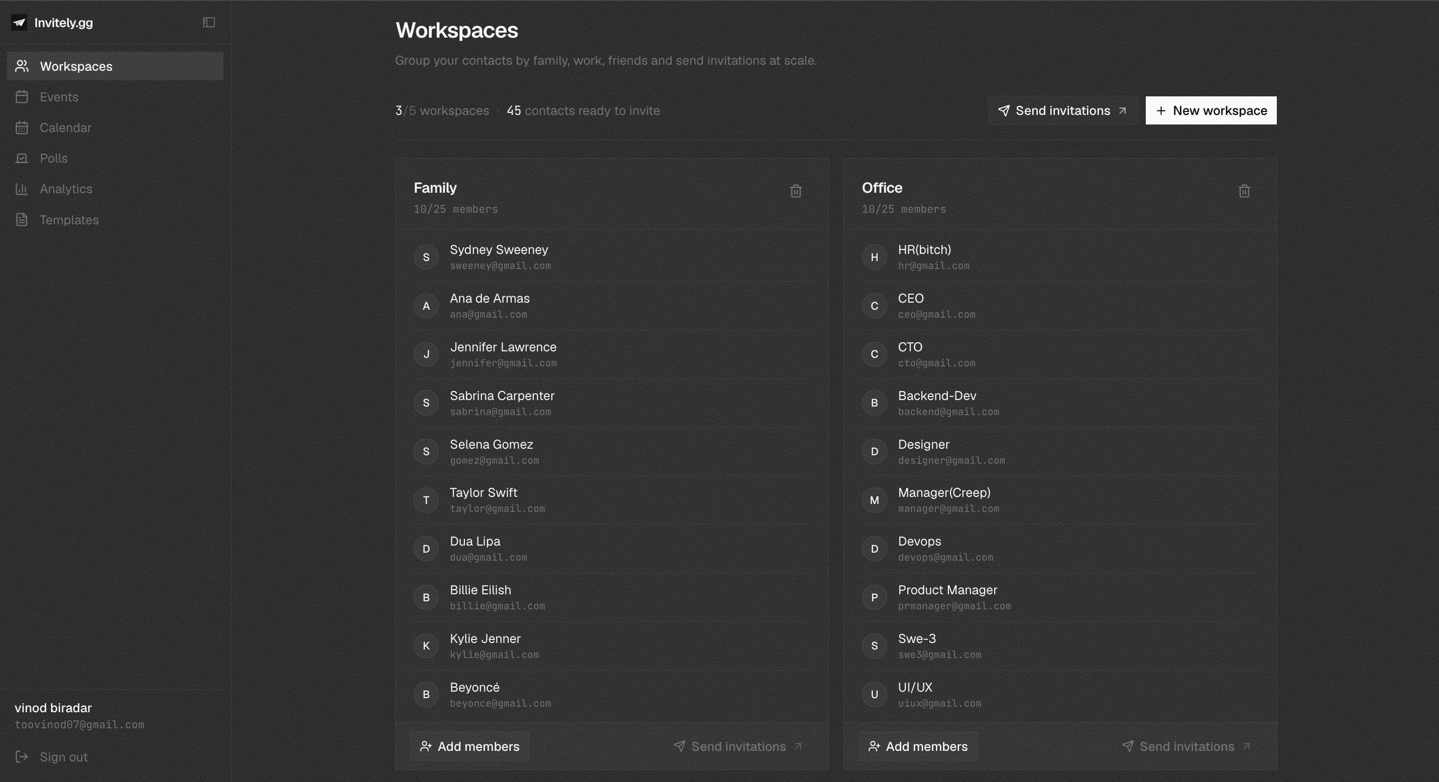 Invitely.gg Dashboard